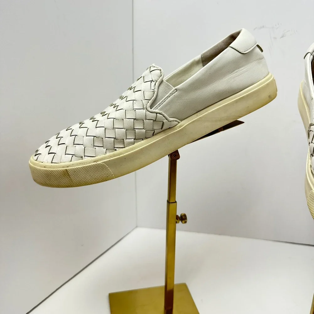 Sam Edelman Woven‎ Leather Slip On Sneakers White Low Top Flats Shoes